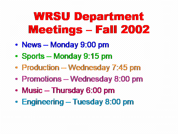 wrsu_department<br> meetings fall